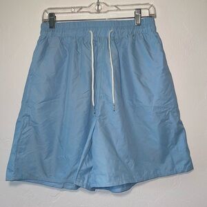 light blue men’s swim shorts